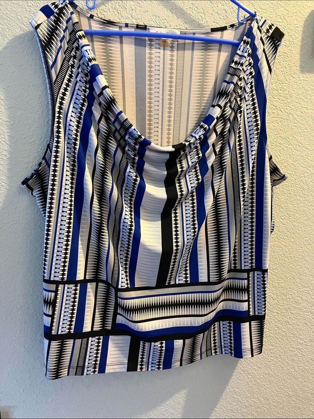Plus Size Blue & Black Striped Women's Top